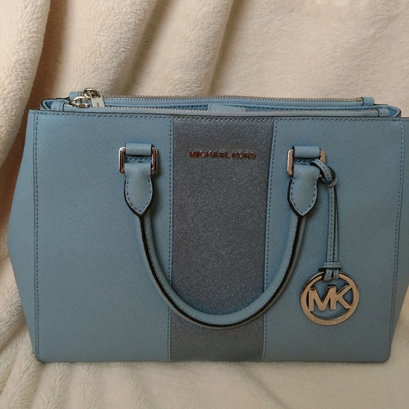 Michael Kors Handbags - MK Sutton Ballet Stripe Baby Blue